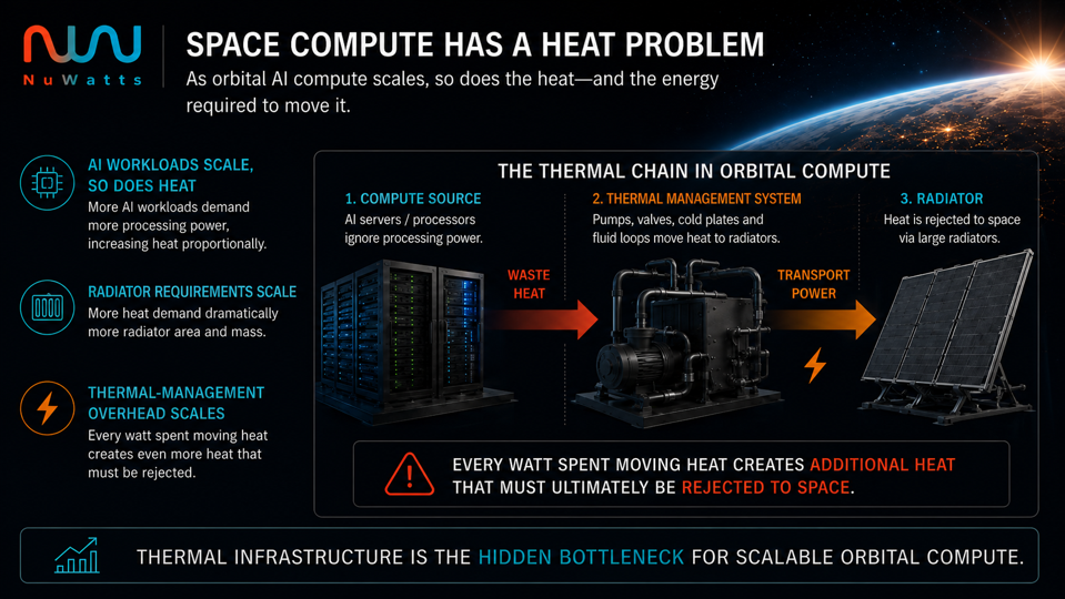 Problem slide showing thermal challenges in orbital compute